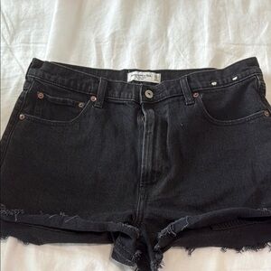 Abercrombie & Fitch Black Jean Shorts High-Waisted Cut-Off
